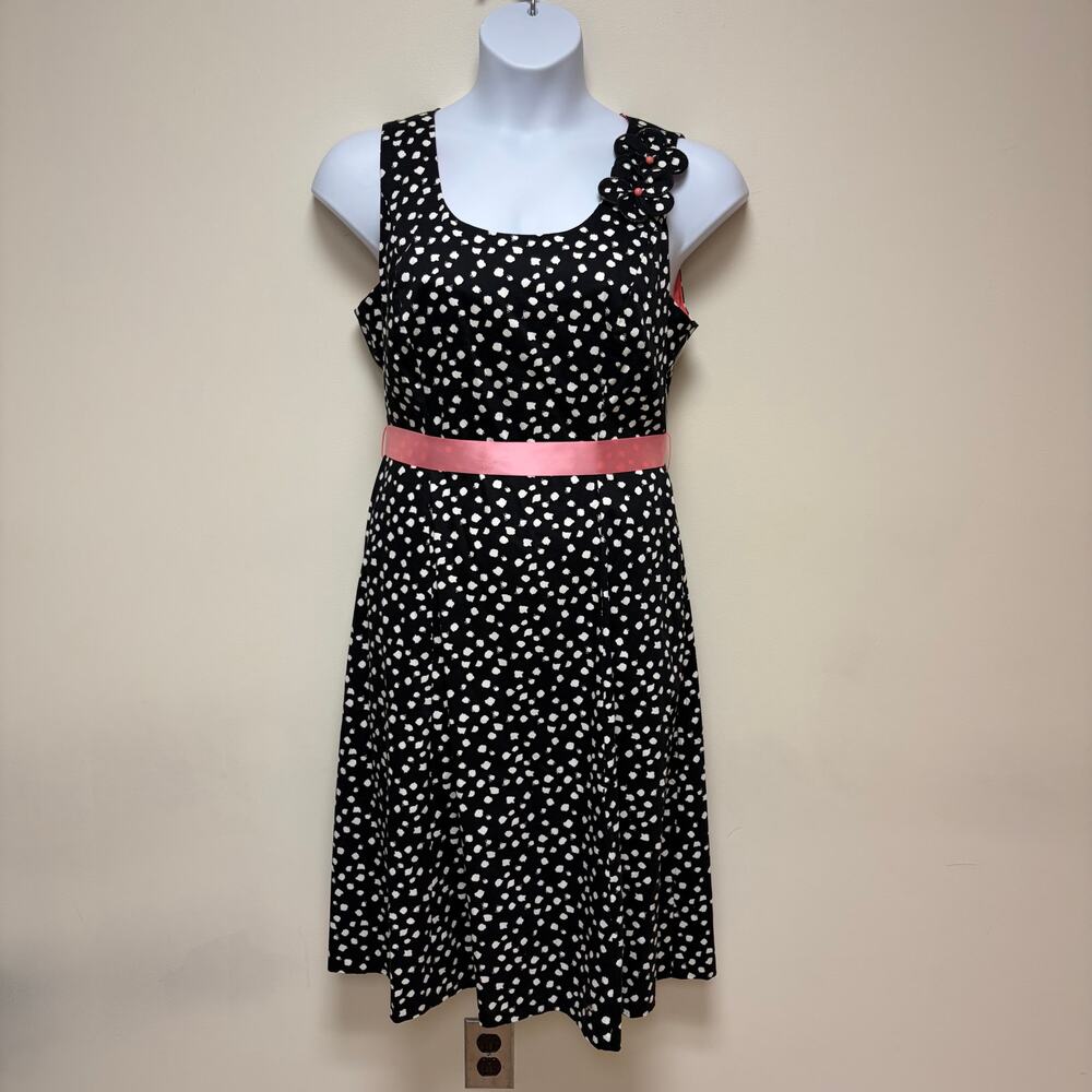 NWT Robbie Bee Abstract Polka Dot Flare Dress Pockets Vintage Retro Pin Up 14